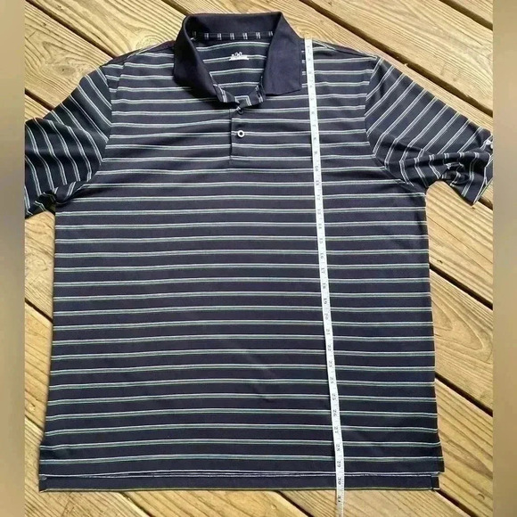 Men's Under Armor Golf Pro Navy & Green Stripe Polo Shirt Short Sleeve Sz XL PGA - Picture 6 of 10